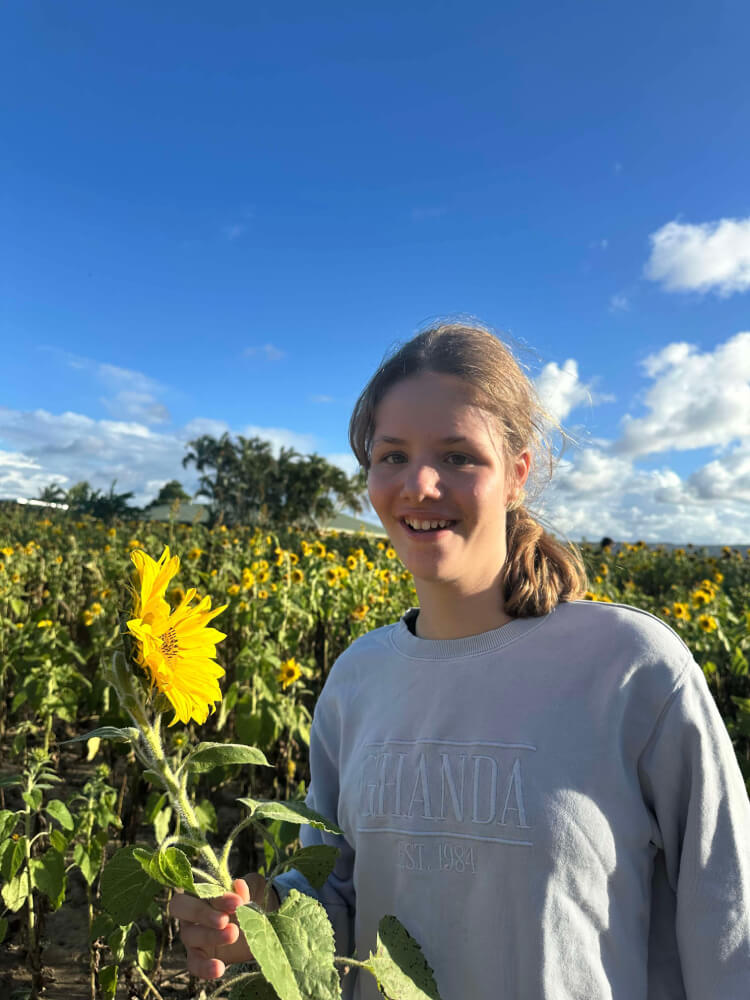 girl with sunflower girl with sunflower